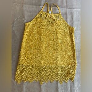 No Boundaries yellow lace tank top Juniors size L (11-13)
